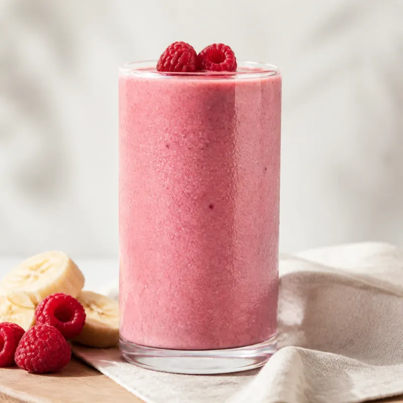 Smoothie de frambuesa y plátano con tres ingredientes