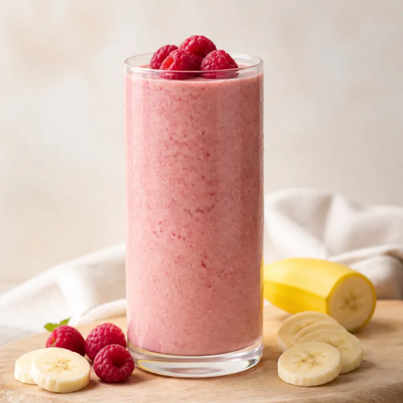 Raspberry Banana Smoothie with Coconut Oil