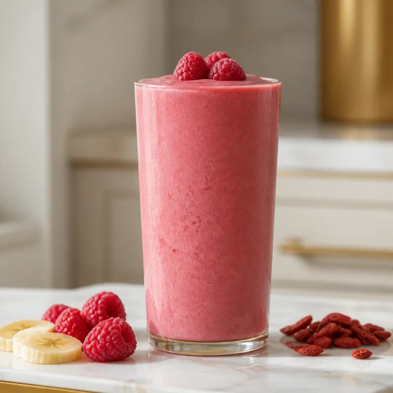 Smoothie de frambuesa con bayas de goji