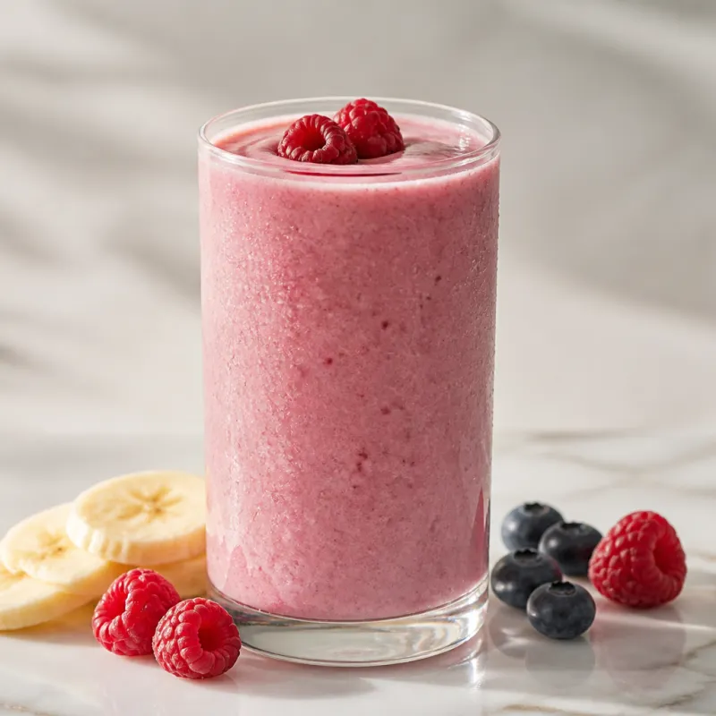 Smoothie de frambuesa y yogur con bebida de arroz