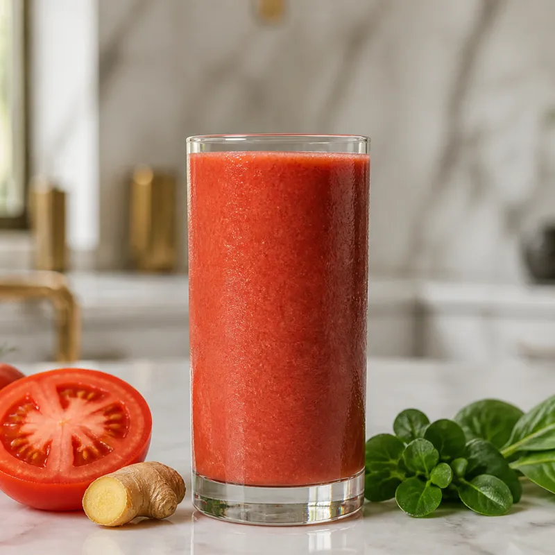 Smoothie rojo de tomate y jengibre