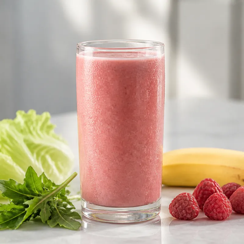 Rocket Smoothie with Iceberg Lettuce and Raspberries