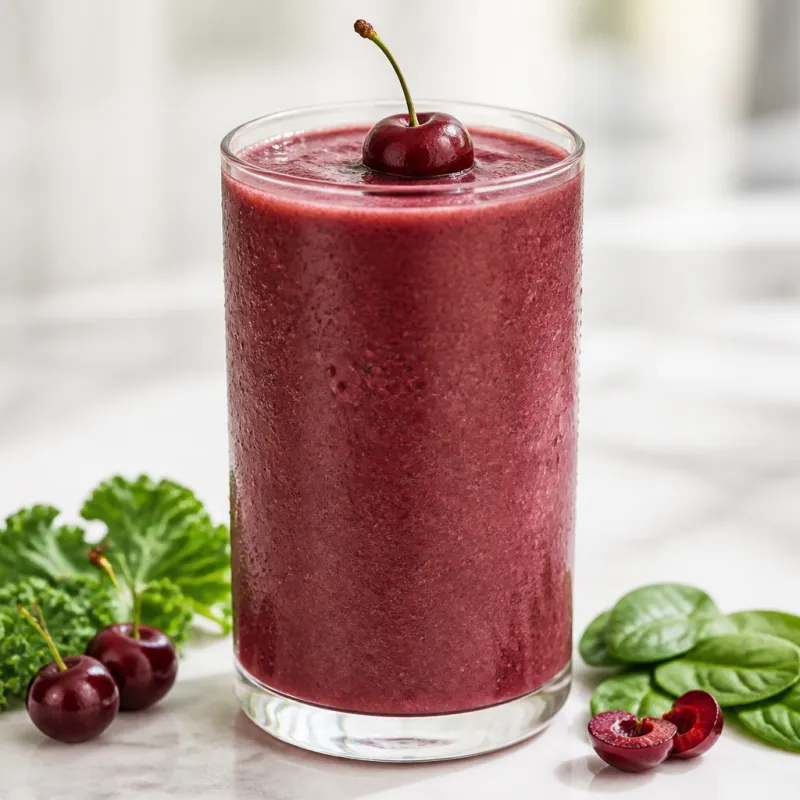 Smoothie de espinacas y kale con guindas