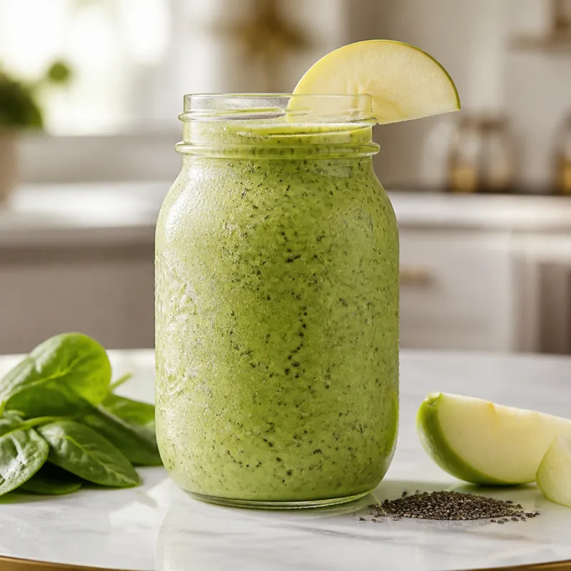 Smoothie de espinacas y manzana con semillas de chía