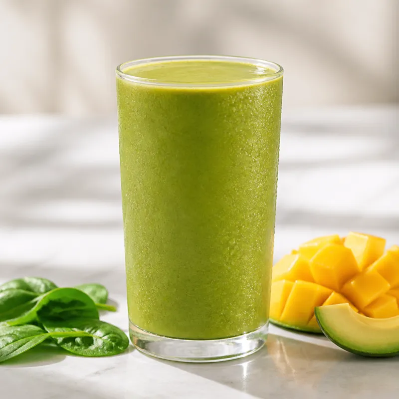 Smoothie de espinacas y aguacate con mango