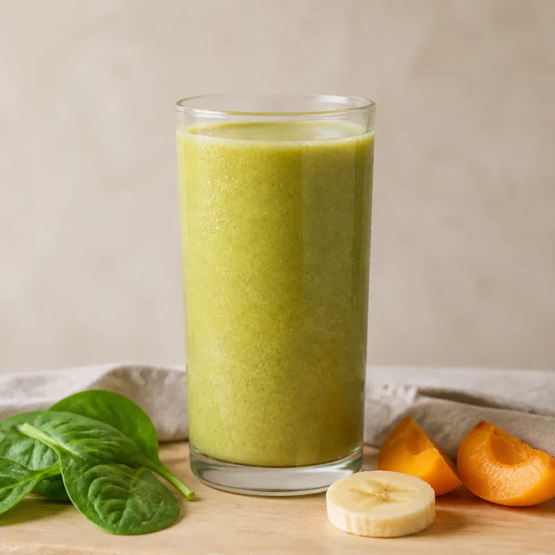 Smoothie de espinacas y plátano con albaricoques