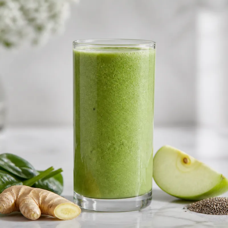 Spinach Ginger Smoothie with Fennel Tea