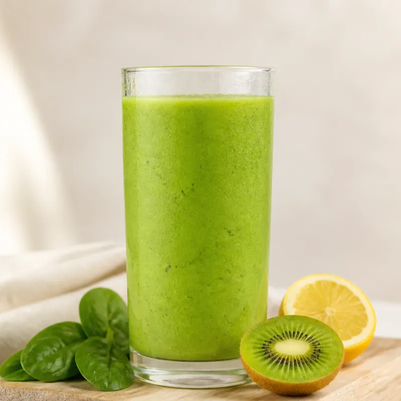 Spinach Kiwi Smoothie with Lemon and Coconut Water