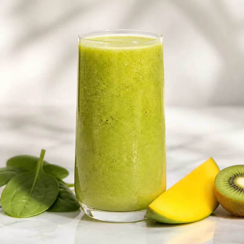 Smoothie de espinacas y mango con kiwi