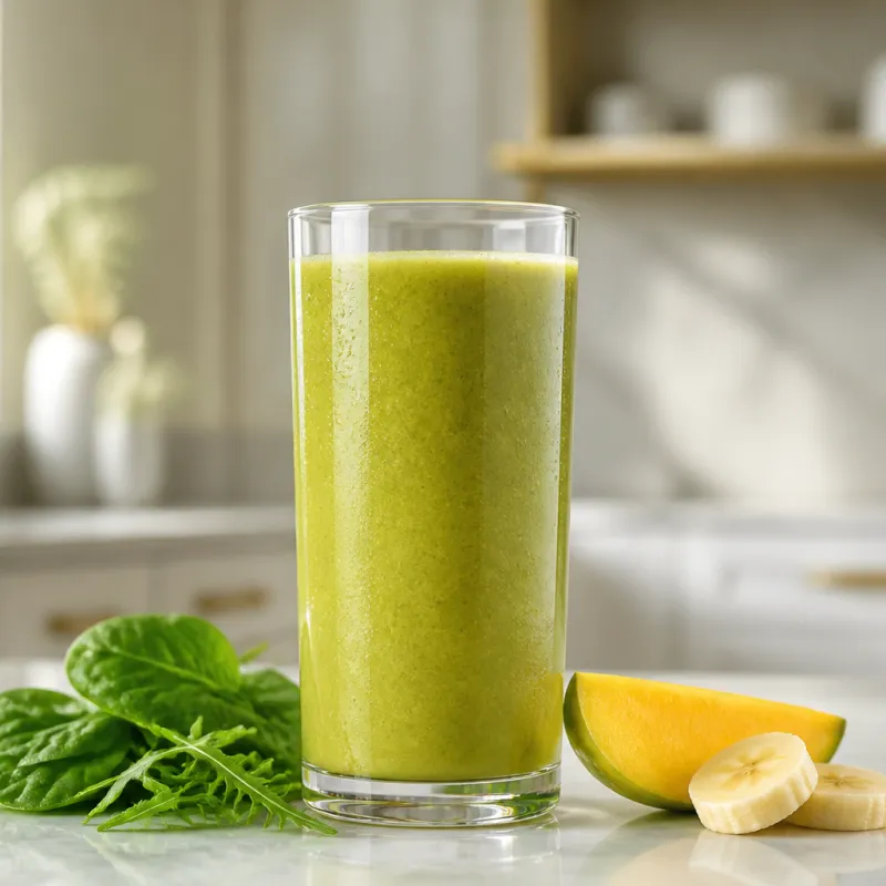 Smoothie de espinacas y mango con rúcula