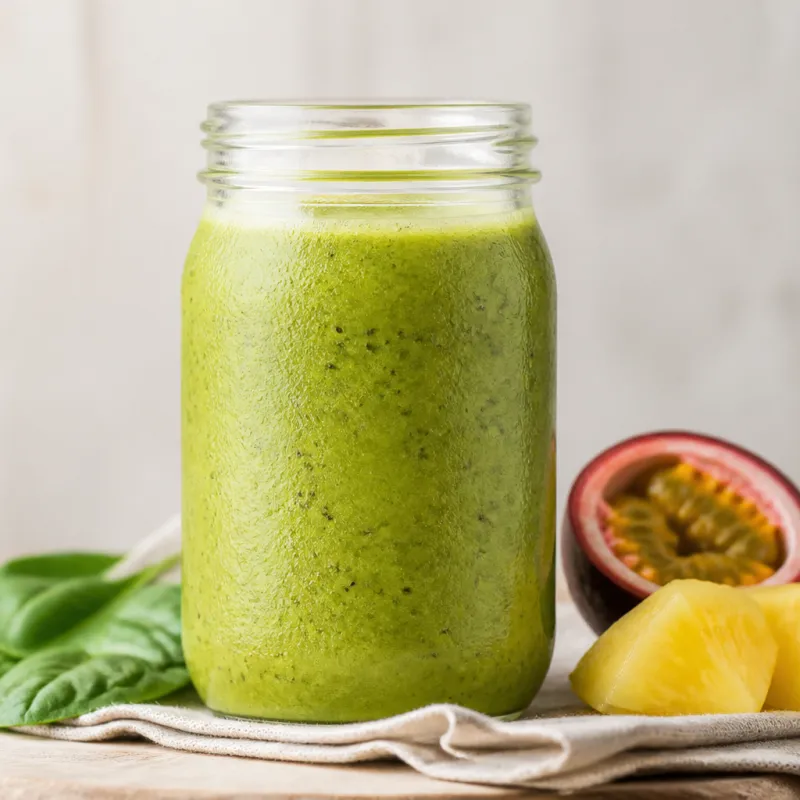 Spinach Passion Fruit Smoothie with Chia Seeds
