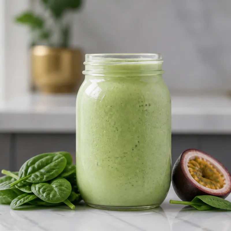 Spinach Passion Fruit Smoothie with Coconut Milk
