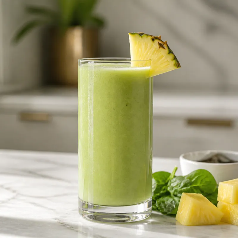 Smoothie de espinacas y piña con leche de coco