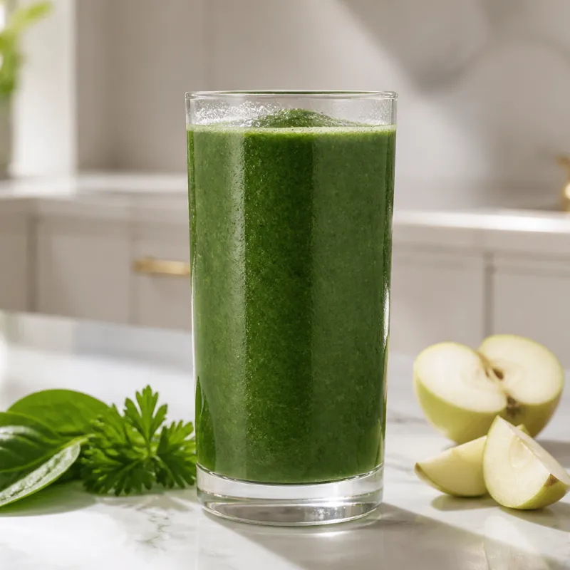 Smoothie de espinacas y espirulina con perejil