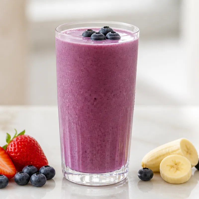 Smoothie de fresa y arándanos con yogur