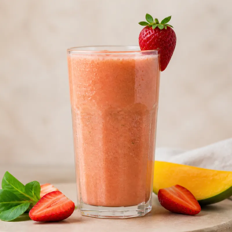 Strawberry Lamb's Lettuce Smoothie with Mango