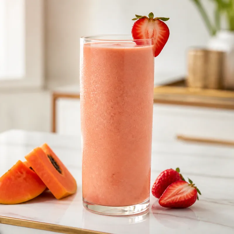 Smoothie de fresa y papaya con leche de coco