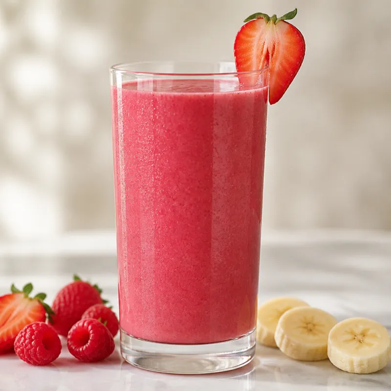 Smoothie de fresa y frambuesa con agua