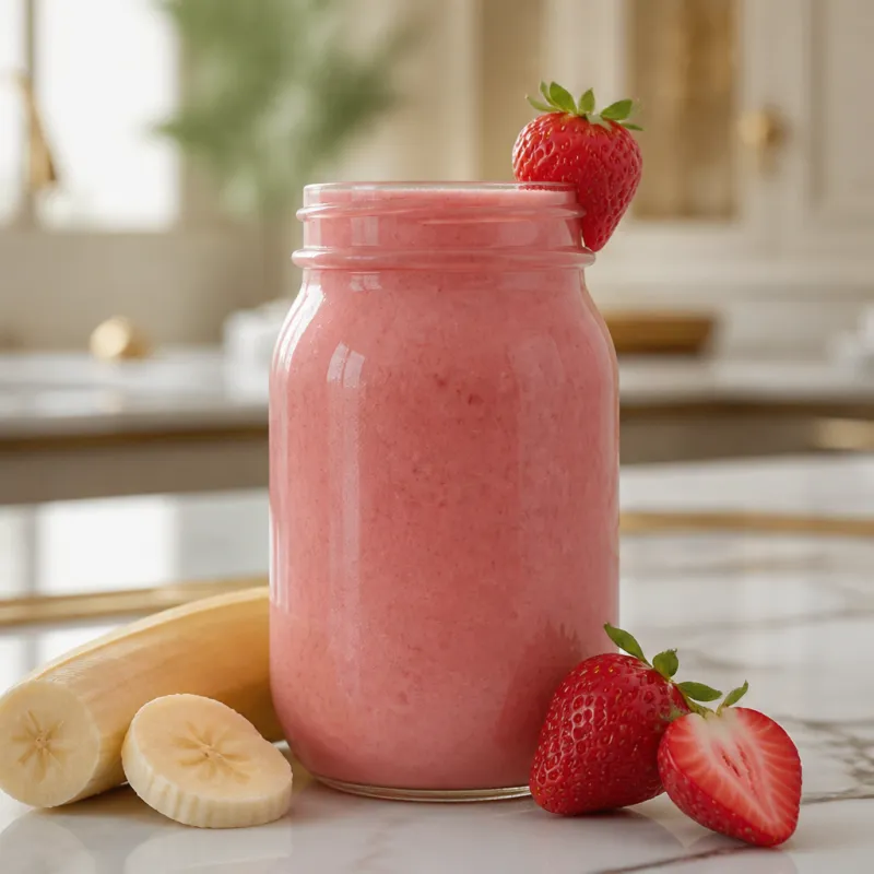 Smoothie de fresa con bebida de avena