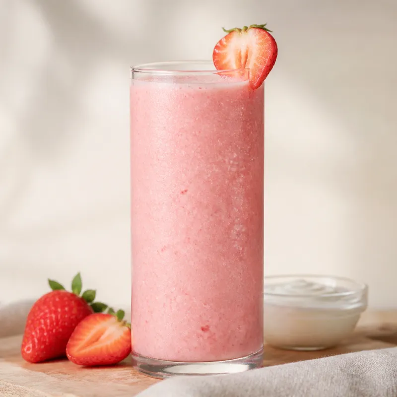 Smoothie de fresa, yogur y leche
