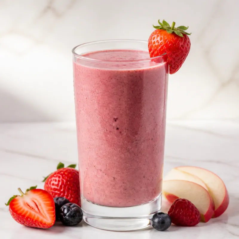 Smoothie de fresa y yogur con manzana y frutos rojos