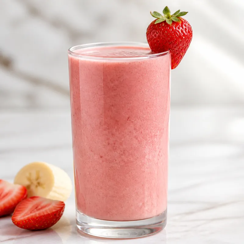 Smoothie ligero de fresa y yogur con plátano