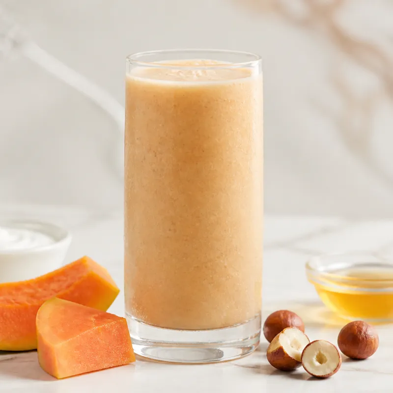 Yogurt Hazelnut Smoothie with Papaya and Honey