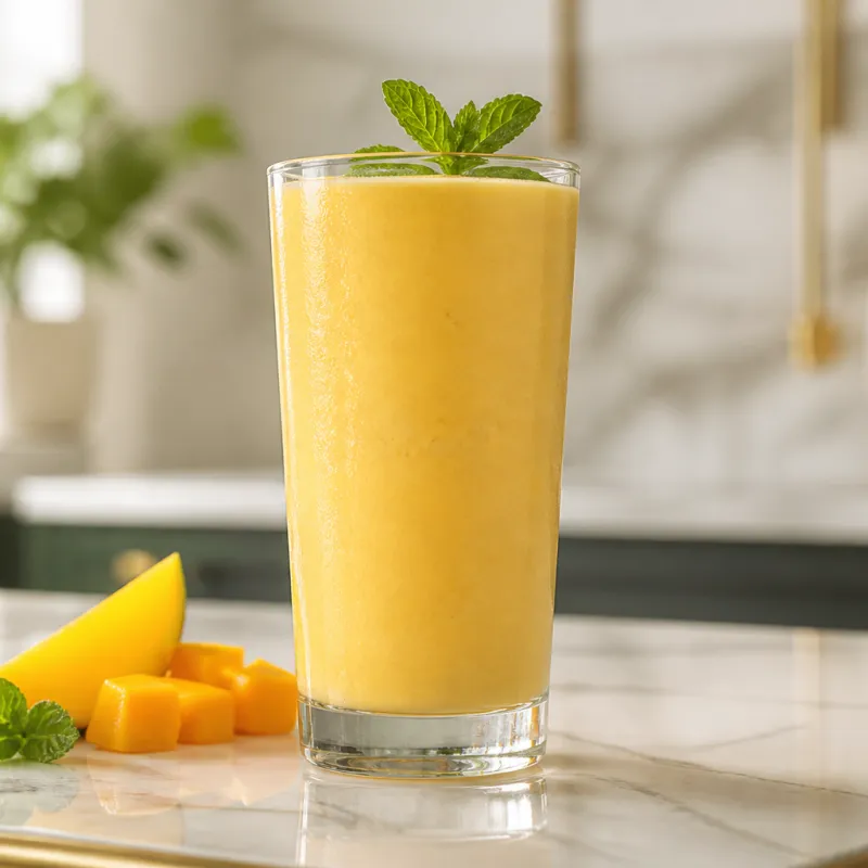 Smoothie de yogur y mango con menta
