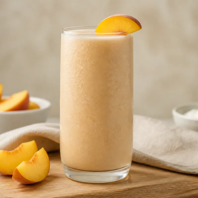 Smoothie de yogur y melocotón con aceite de coco