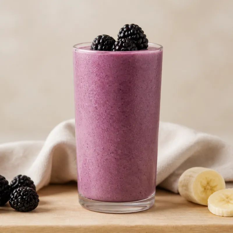 Smoothie de yogur con moras y bebida de arroz